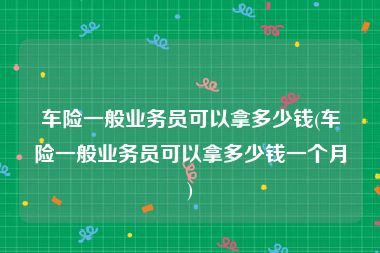 车险一般业务员可以拿多少钱(车险一般业务员可以拿多少钱一个月)