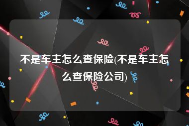 不是车主怎么查保险(不是车主怎么查保险公司)