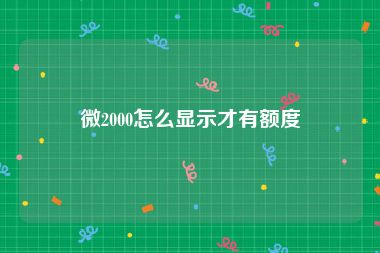 微2000怎么显示才有额度