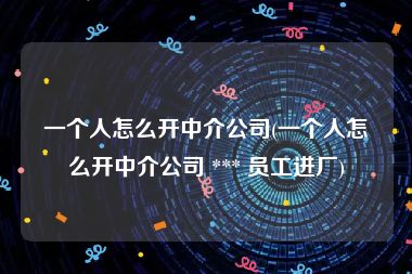 一个人怎么开中介公司(一个人怎么开中介公司 *** 员工进厂)