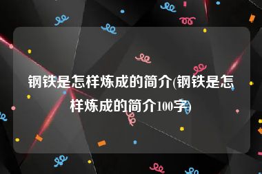 钢铁是怎样炼成的简介(钢铁是怎样炼成的简介100字)