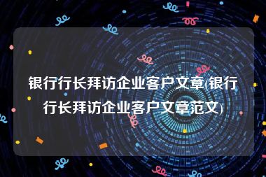 银行行长拜访企业客户文章(银行行长拜访企业客户文章范文)