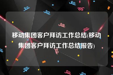 移动集团客户拜访工作总结(移动集团客户拜访工作总结报告)