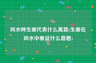 风水种生姜代表什么寓意(生姜在风水中象征什么意思)