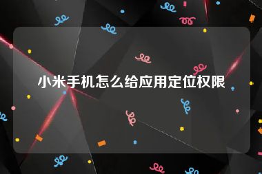 小米手机怎么给应用定位权限