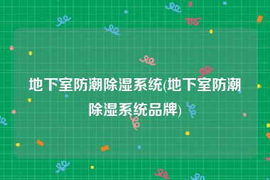 地下室防潮除湿系统(地下室防潮除湿系统品牌)