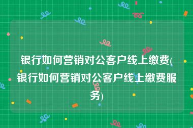 银行如何营销对公客户线上缴费(银行如何营销对公客户线上缴费服务)