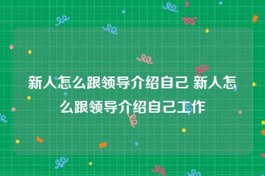 新人怎么跟领导介绍自己 新人怎么跟领导介绍自己工作