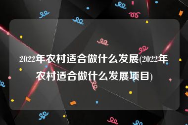 2022年农村适合做什么发展(2022年农村适合做什么发展项目)