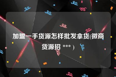 加盟一手货源怎样批发拿货(微商货源招 *** )