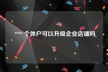  *** 个体户可以升级企业店铺吗