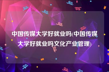 中国传媒大学好就业吗(中国传媒大学好就业吗文化产业管理)