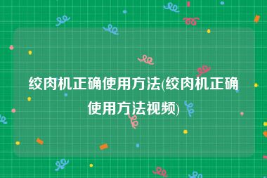 绞肉机正确使用方法(绞肉机正确使用方法视频)