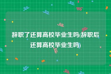 辞职了还算高校毕业生吗(辞职后还算高校毕业生吗)