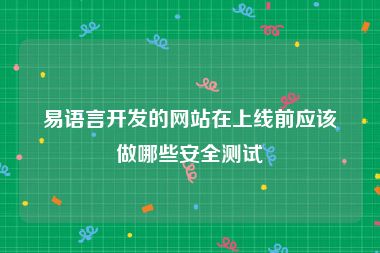 易语言开发的网站在上线前应该做哪些安全测试