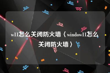 w11怎么关闭防火墙〈window11怎么关闭防火墙〉