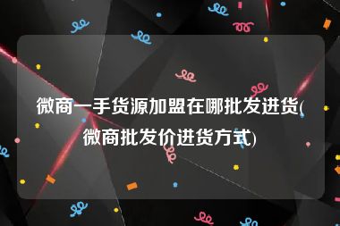 微商一手货源加盟在哪批发进货(微商批发价进货方式)