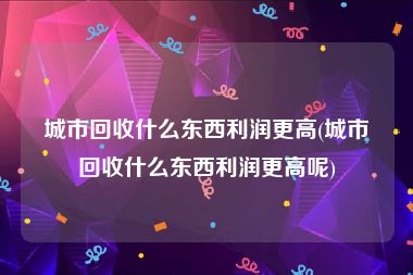 城市回收什么东西利润更高(城市回收什么东西利润更高呢)