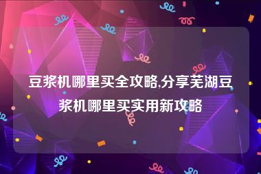 豆浆机哪里买全攻略,分享芜湖豆浆机哪里买实用新攻略