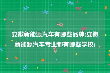 安徽新能源汽车有哪些品牌(安徽新能源汽车专业都有哪些学校)