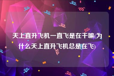 天上直升飞机一直飞是在干嘛(为什么天上直升飞机总是在飞)