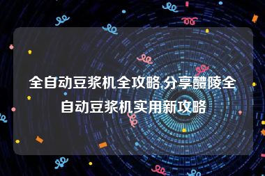 全自动豆浆机全攻略,分享醴陵全自动豆浆机实用新攻略