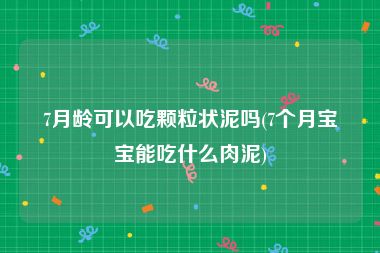 7月龄可以吃颗粒状泥吗(7个月宝宝能吃什么肉泥)