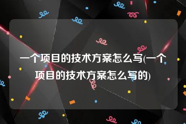 一个项目的技术方案怎么写(一个项目的技术方案怎么写的)