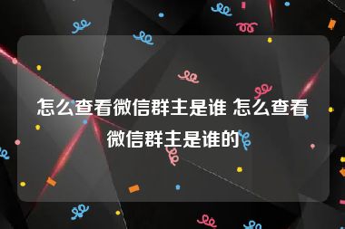 怎么查看微信群主是谁 怎么查看微信群主是谁的