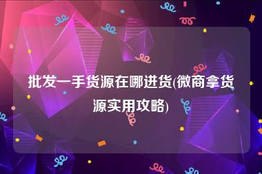 批发一手货源在哪进货(微商拿货源实用攻略)