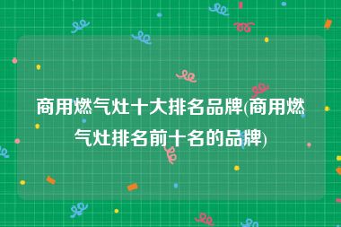 商用燃气灶十大排名品牌(商用燃气灶排名前十名的品牌)