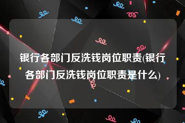 银行各部门反洗钱岗位职责(银行各部门反洗钱岗位职责是什么)