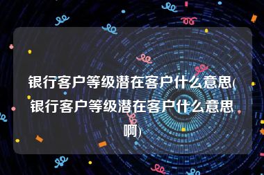 银行客户等级潜在客户什么意思(银行客户等级潜在客户什么意思啊)