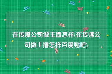 在传媒公司做主播怎样(在传媒公司做主播怎样百度贴吧)