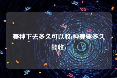 姜种下去多久可以收(种姜要多久能收)