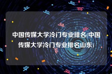 中国传媒大学冷门专业排名(中国传媒大学冷门专业排名山东)