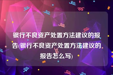 银行不良资产处置方法建议的报告(银行不良资产处置方法建议的报告怎么写)