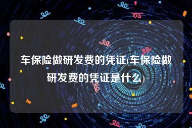 车保险做研发费的凭证(车保险做研发费的凭证是什么)