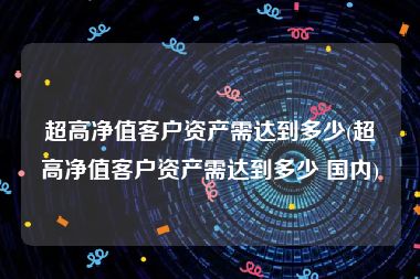 超高净值客户资产需达到多少(超高净值客户资产需达到多少 国内)