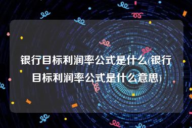 银行目标利润率公式是什么(银行目标利润率公式是什么意思)