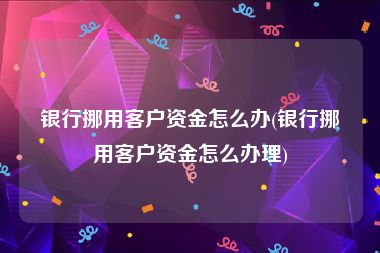 银行挪用客户资金怎么办(银行挪用客户资金怎么办理)