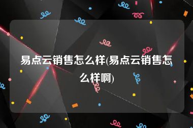 易点云销售怎么样(易点云销售怎么样啊)