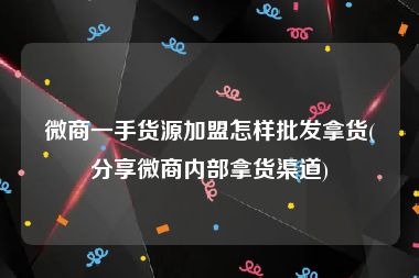 微商一手货源加盟怎样批发拿货(分享微商内部拿货渠道)