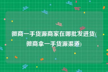 微商一手货源商家在哪批发进货(微商拿一手货源渠道)