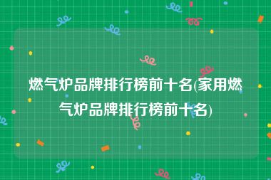 燃气炉品牌排行榜前十名(家用燃气炉品牌排行榜前十名)