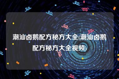 潮汕卤鹅配方秘方大全(潮汕卤鹅配方秘方大全视频)