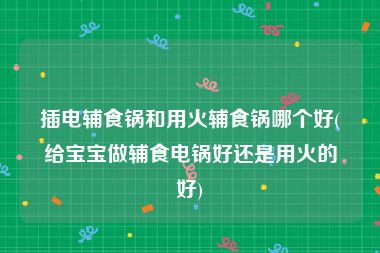 插电辅食锅和用火辅食锅哪个好(给宝宝做辅食电锅好还是用火的好)