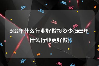 2022年什么行业好做投资少(2022年什么行业更好做)