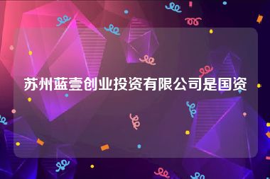 苏州蓝壹创业投资有限公司是国资