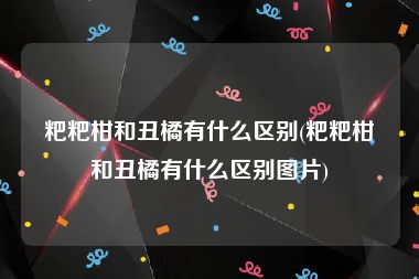 粑粑柑和丑橘有什么区别(粑粑柑和丑橘有什么区别图片)